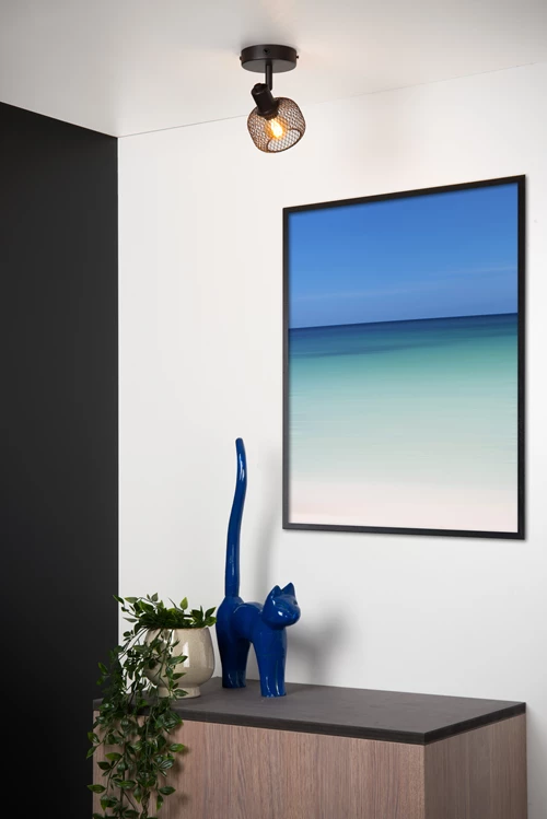 Lucide MAREN - Ceiling spotlight - 1xE14 - Black - atmosphere 1